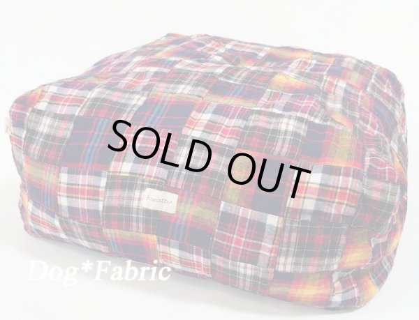 画像2: “fuwatto*”クッションカバー（patchwork check navy） (2)