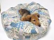 画像4: “fuwatto*”クッションカバー（patchwork flower&check blue) (4)